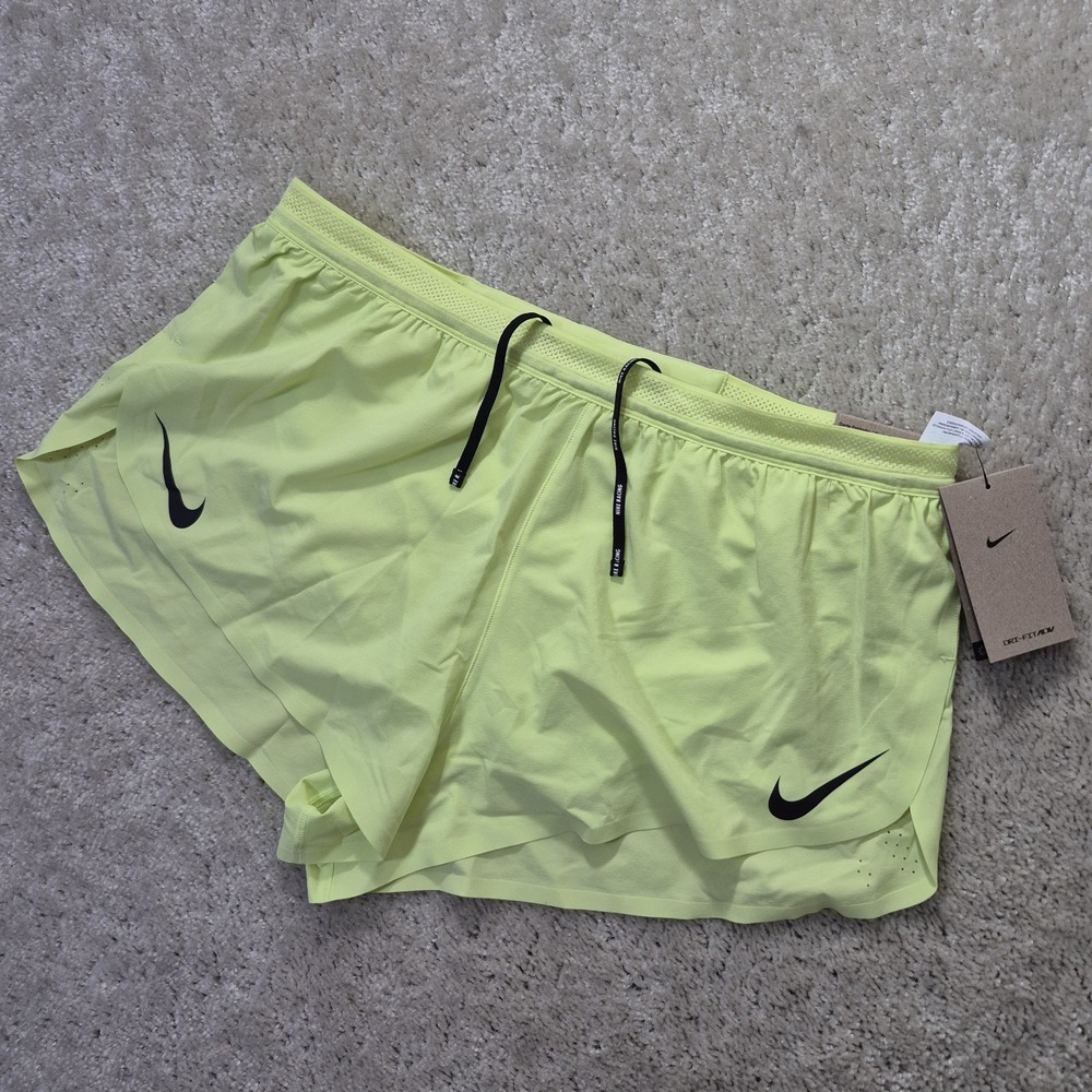 Nike Adv AeroSwift Running Shorts Mens Large Yellow 2 Inch Brief Lined Mesh New